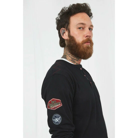 Joe Browns Biker Style Chest Print Badges Henley Top For Male 7 Joe Browns Biker Style Chest Print Badges Henley Top For Male - Image 5