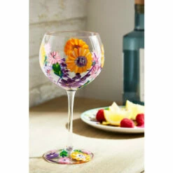 Joe Browns Fabulous Floral Hand Painted Gin Glass For Unisex