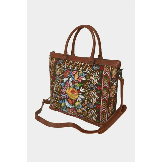 Joe Browns Embroidered Leather Trim Shoulder Bag For Female 4 Joe Browns Embroidered Leather Trim Shoulder Bag For Female - Image 2