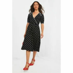 Joe Browns Vintage V Neck Polka Dot Dress For Female