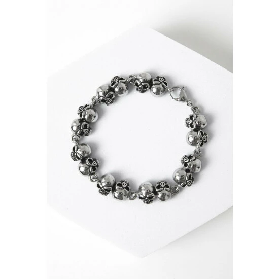 Joe Browns Stainless Steel Skull Row Bracelet For Female 2 Joe Browns Stainless Steel Skull Row Bracelet For Female