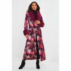 Joe Browns Faux Fur Neck And Cuff Floral Boutique Coat For Female